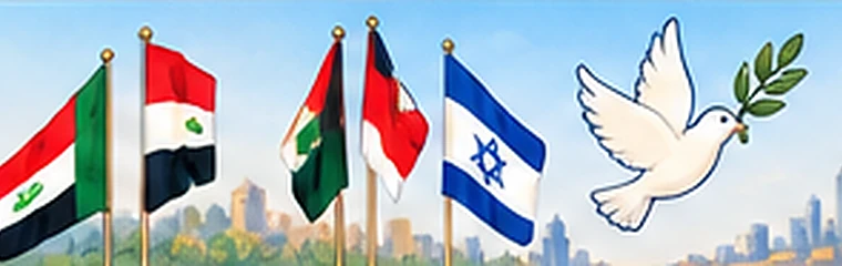 Cartoon illustration introducing the Abraham Accords