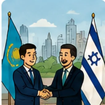 Cartoon illustration representing Kazakhstan’s later Abraham Accords accession