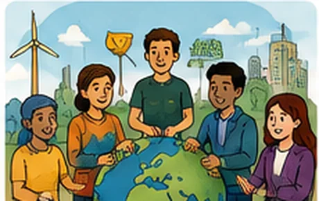 Cartoon illustration of present-day regional cooperation and innovation